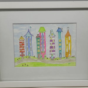 Skinny Houses  Original Watercolor Painting