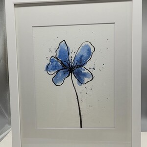 Blue Daisy Original Watercolor Painting