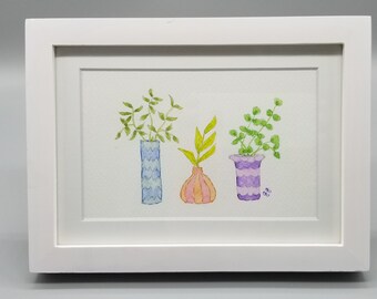 3 Plants  Original Watercolor Painting