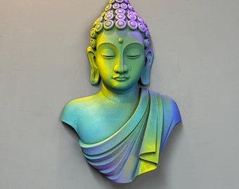 Buddha Wall Art Sculpture – 3D Printed Spiritual Home Decor | Zen Meditation Statue | Handmade Resin Effect Buddha Bust