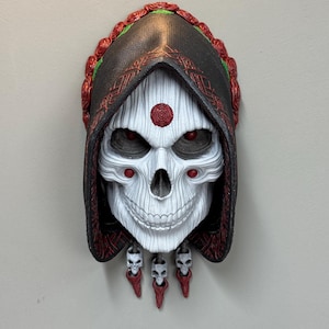 Escultura de calavera para pared: decoración de pared gótica pintada a mano / PLA impreso en 3D / Arte de Halloween / Decoración oscura para el hogar / Tapiz espeluznante