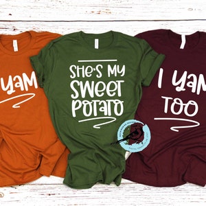 Pareja de Acción de Gracias digital svg, Ella es mi batata svg, yo soy un ñame svg, camisetas de pareja, svg festivo, svg de Acción de Gracias, svg de parejas, svg de ñame