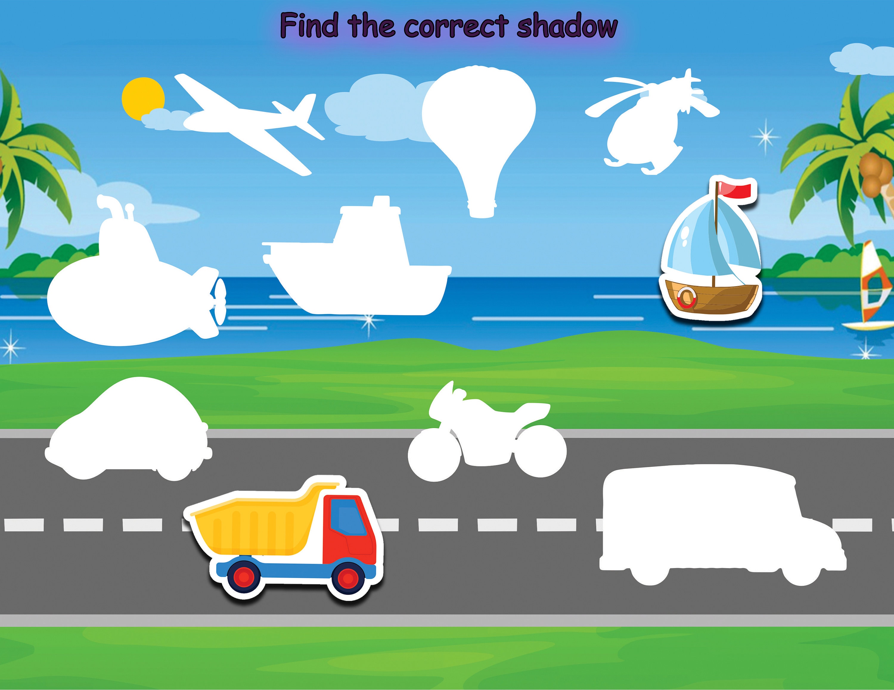 Land Air Water Transportation Matching, Busy Book Printable, Preschool ...