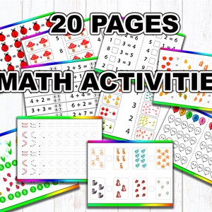 Toddler Learning Math Book Digital Worksheet Laminated Fine Motor Skills Preschool Montessori,Numbers Matching Counting Pre-kindergarden