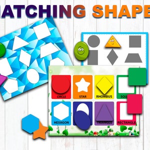 Educational Activity, Shapes Worksheet, Homeschool Printable, Busy Binder for Kids, Montessori Learning Color Matching Toddler Learning toys