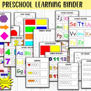 PRESCHOOL & TODDLER Digital Download Learning Binder Fine Motor Skills Learning activities Learning Worksheet, Velcro, Montessori