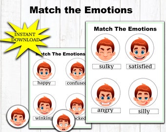 Emotions Matching Game: Montessori Busy Book Printable (Digital Download)