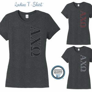 AXO Alpha Chi Omega Sideways Cartas Camiseta de Damas