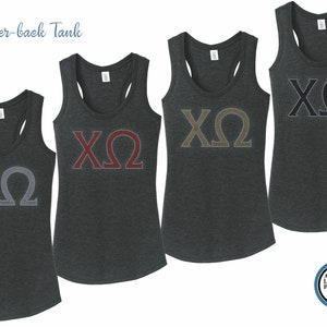 Camiseta Chi Omega Letters Racer-back