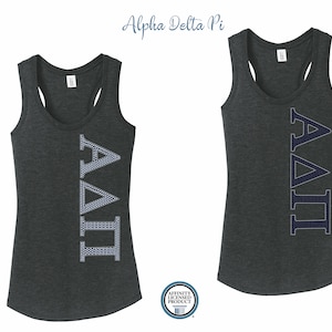 ADP Alpha Delta Pi Sideways Cartas Racer-back Tank