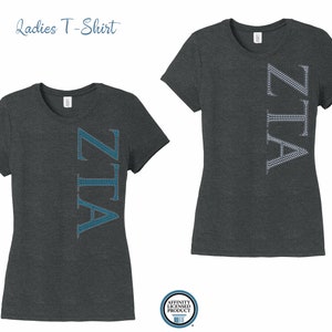 ZTA Zeta Tau Alpha Sideways Cartas Camiseta de Damas