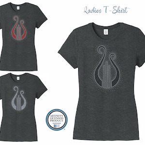 AXO Alpha Chi Omega Lyre con camiseta de mujer con brillo