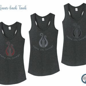 AXO Alpha Chi Omega Lyre con texto Racer-back Tank
