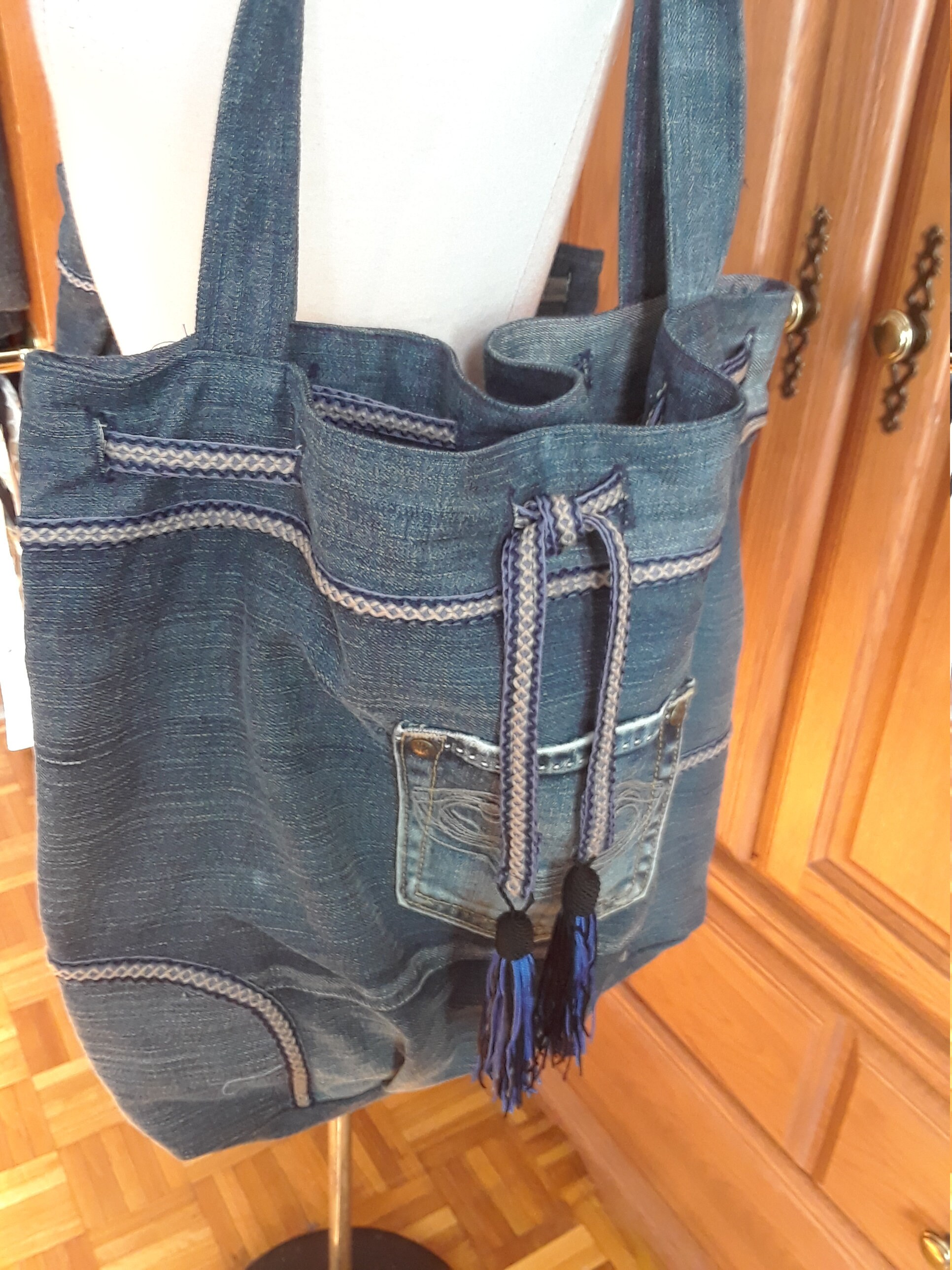 large denim purse
