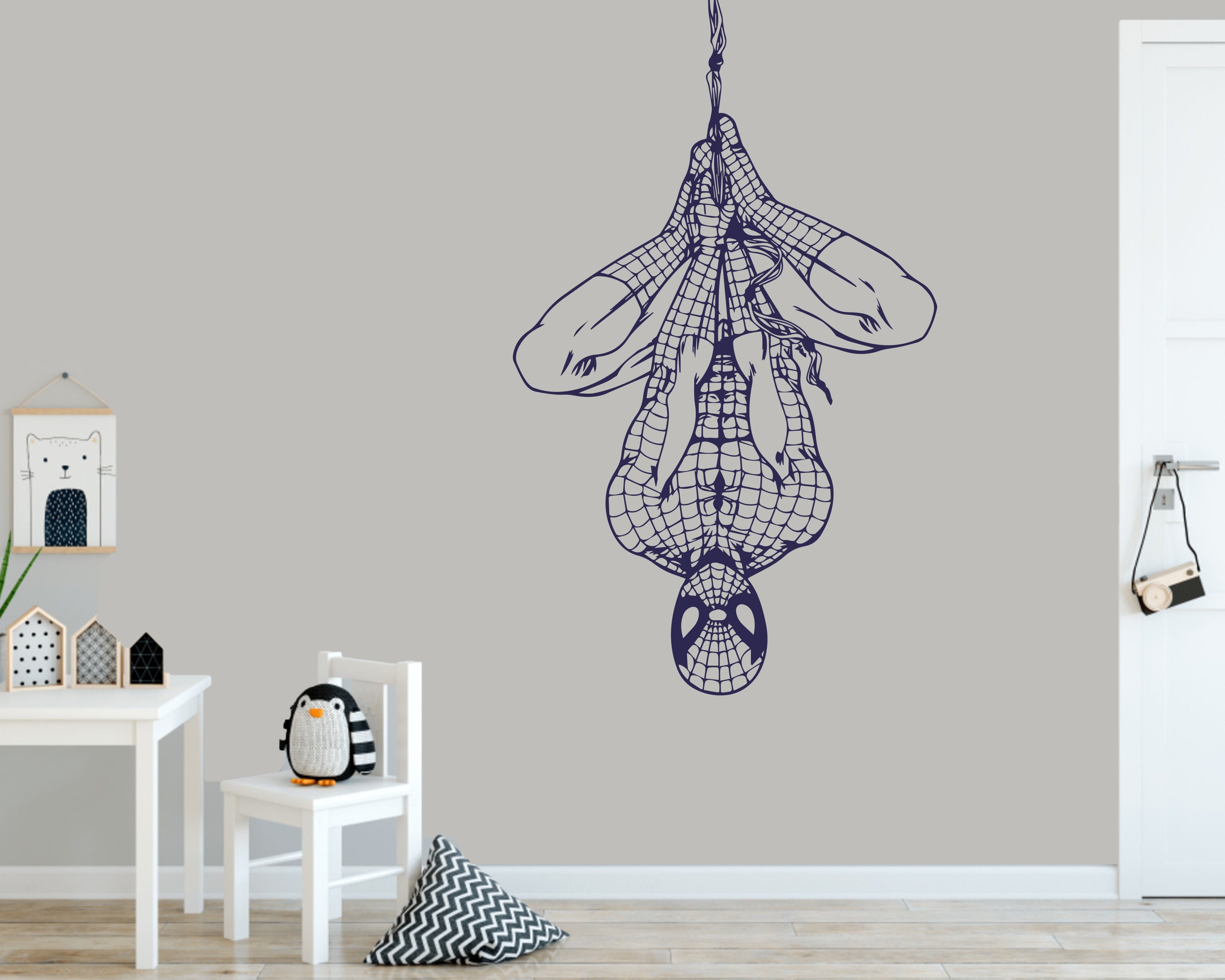 Spiderman upside down Wall Decal hero Wall art Decor Wall Etsy