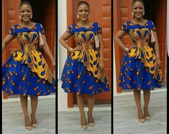 blue and yellow african dresses