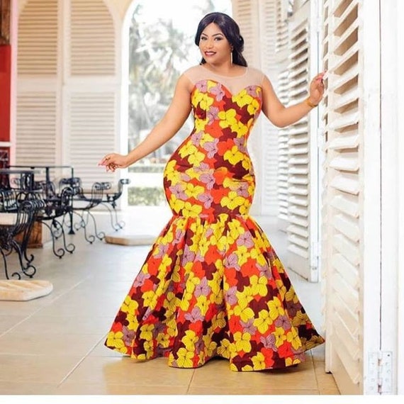 mermaid african print dresses