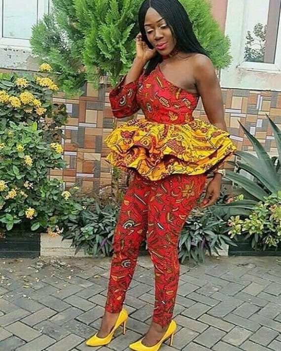 red peplum jumpsuit
