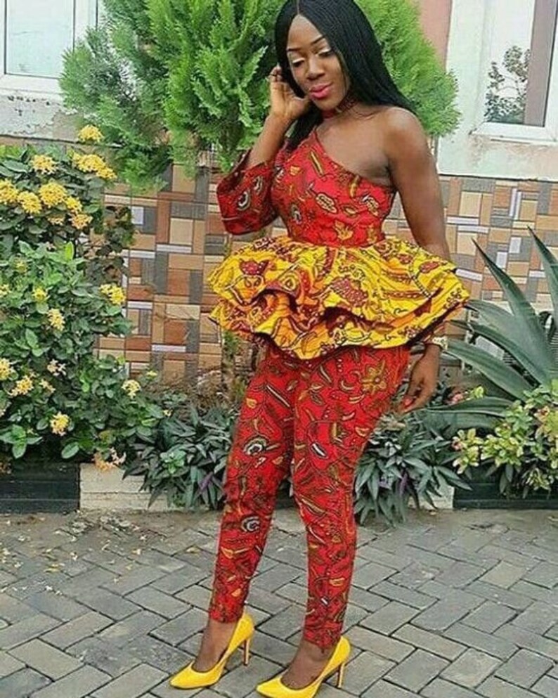 red and yellow jumpsuit