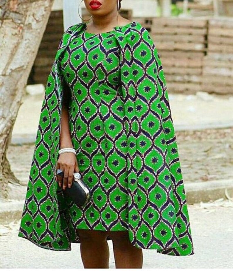 african print cape dress