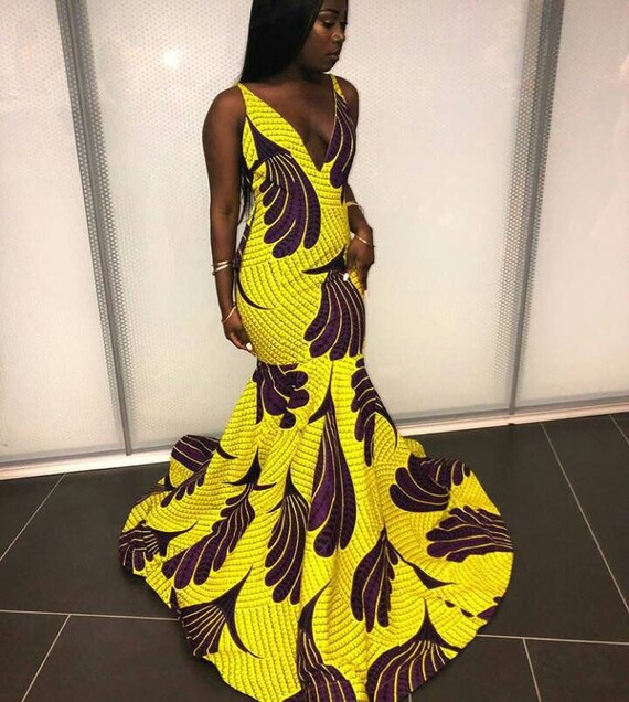 yellow african wedding dress