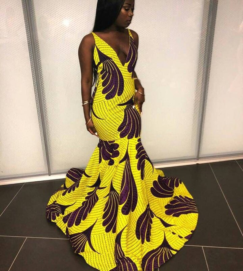 yellow african prom dress