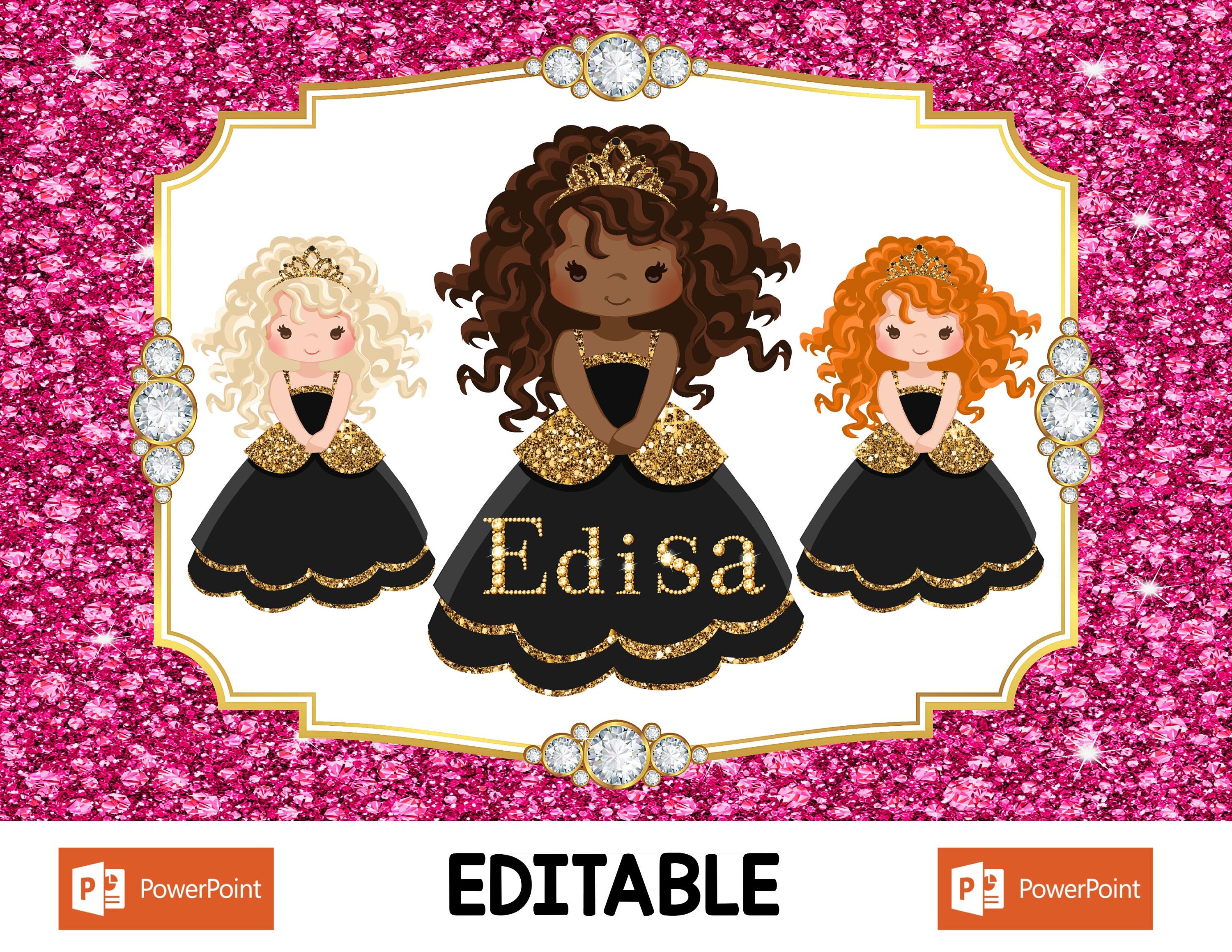 EDITABLEDigital Princess Placemat Kids Adults Girls Etsy
