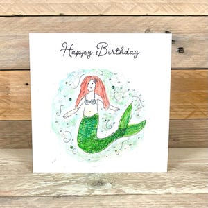 Personalised Mermaid Birthday Card | fun birthday card, childs birthday card, cute birthday card, customisable card, niece, illustration
