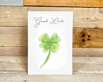 Personalised Good Luck Card | four leaf clover, luck of the irish, best wishes cards, exam good luck card, new job wishes, notecards, clover