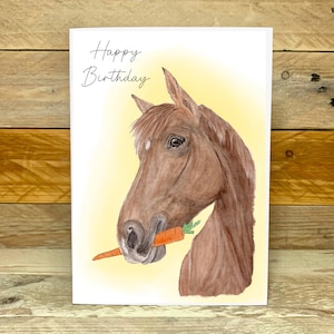 Personalised Horse Birthday Card | brown horse, birthday card from pet, equestrian, horse lover, birthday card friend, birthday card for her