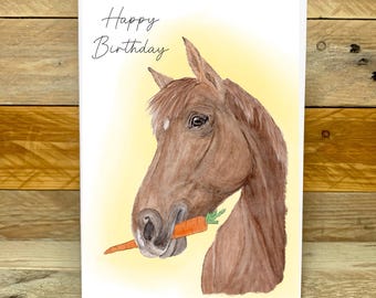 Personalised Horse Birthday Card | brown horse, birthday card from pet, equestrian, horse lover, birthday card friend, birthday card for her