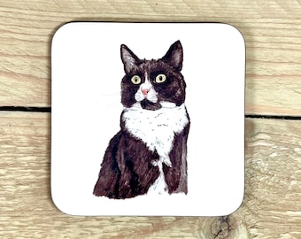Black Cat Coaster | gift for cat lover, cat drink coasters, presents for cat lovers, gift ideas for cat lovers, cat christmas presents