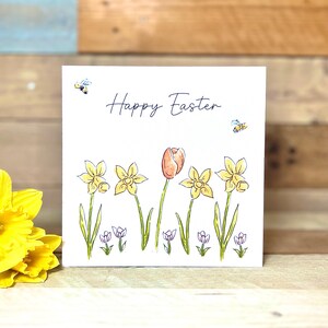 carte personnalisée de Pâques de fleurs de printemps | carte de Pâques faite main, carte de Pâques aquarelle, illustration de carte de Pâques, carte de Pâques florale