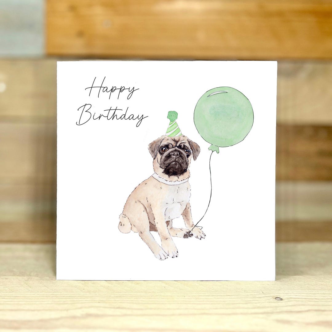 Personalised Pug Birthday Card Birthday Card From Dogs, Card for