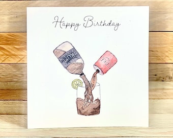 d'anniversaire personnalisée avec rhum et coca | Anniversaire d'alcool, cartes d'anniversaire de papa, carte d'anniversaire pour lui, cartes d'anniversaire de mari, carte pour lui