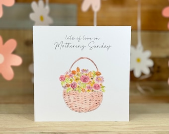 Personalised Basket Of Flowers Mothers Day Card | floral, mothers day card for grandma, floral greeting card, floral mothering Sunday card