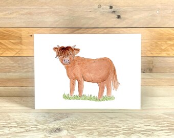 Scottish Highland Cow Blank Notelet | blank cards with envelopes, scottish cow card, highland cow card, note card, highlands of scotland