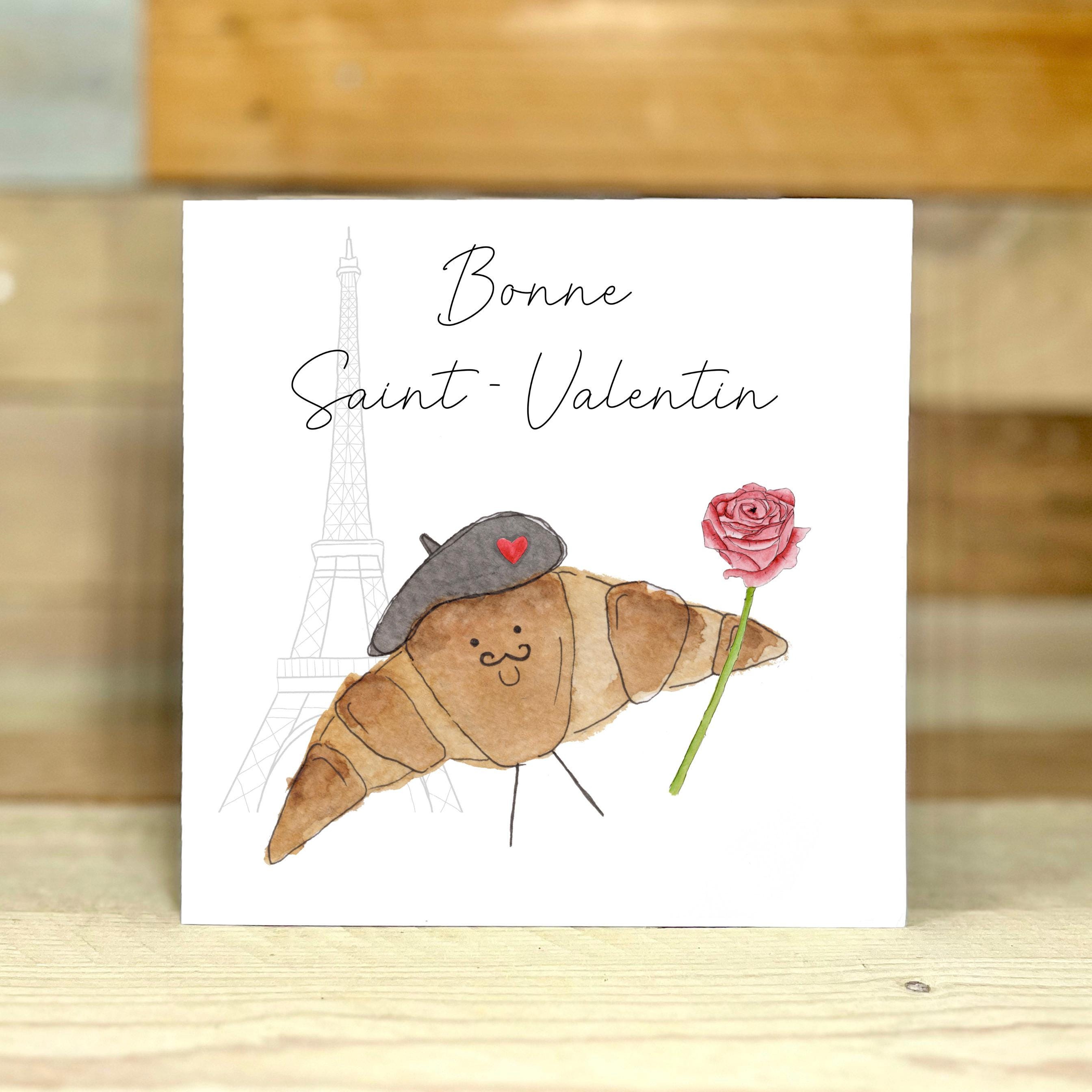 Personalised Je T'aime Croissant Valentines Card | French
