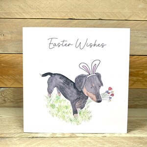 Personalisierte Dackel Osterkarte | süße Osterkarte, Osterkarte für Hundeliebhaber, Kinder Ostergrußkarte, Dackel Karte, Hasenohren