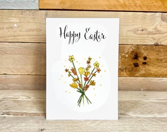 Personalised Easter Bouquet Card | happy easter cards, for adults, easter wreath, watercolour easter card, for her, easter blessings