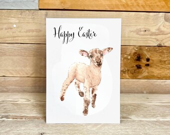 Personalised Lamb Easter Card | easter greeting card, cute easter card, cute lamb, easter lamb, watercolour easter cards, happy easter cards