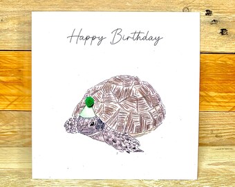 Personalised Tortoise Birthday Card | card for him, for grandad, silly fun cards, funny friends card, fun illustrated card, cheerful card