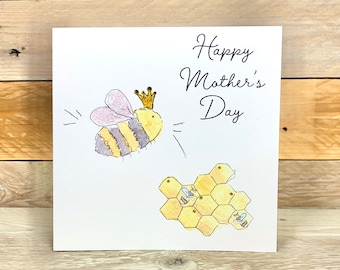 Queen Bee Mother's Day Card | happy mothers day, bee mothers day card, bee keeper card, bee greeting card, happy mothers day