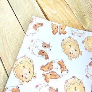 Guineapig Wrapping Paper | gift wrap for her, fun wrapping paper, individual sheets, gift wrap, birthday, guinea pig gift wrap, for kids