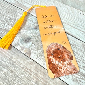 Cockapoo Bookmark | metal bookmark, bookmark with tassel, gift for book lover, gift for dog lovers, cockapoo gift, unique bookmarks