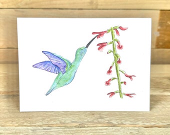 Hummingbird Blank Notelet | blank greeting card, thank you card for teacher, nature greeting cards, hummingbird card, bird greeting card