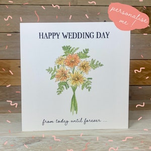 Personalisierte Hochzeitsstrauß Karte | Blumen-Hochzeitskarte | Orange Hochzeitskarte | Blumenhochzeitskarte | Blumenhochzeitsgeschenke | Orange Hochzeit