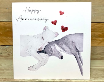 Snuggles Anniversary Card | Whippet | Sighthound | Greyhound | Cute Anniversary Cards | Greeting Cards | Love Card | For wife | For Husband