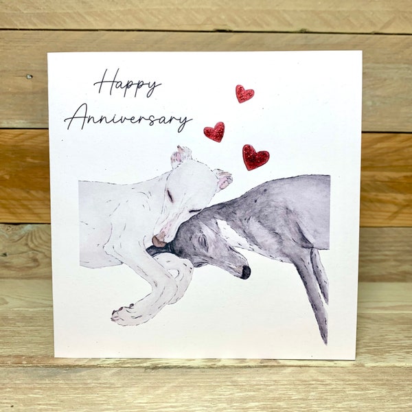 Tarjeta de aniversario de Snuggles / Whippet / Sighthound / Greyhound / Lindas tarjetas de aniversario / Tarjetas de felicitación / Tarjeta de amor / Para esposa / Para marido