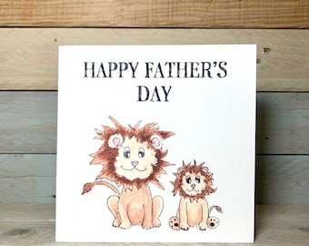 Personalised Lions Father's Day Card | card for dad, animal lover, cute fathers day, for him, lion cub, handmade childrens cards, for daddy